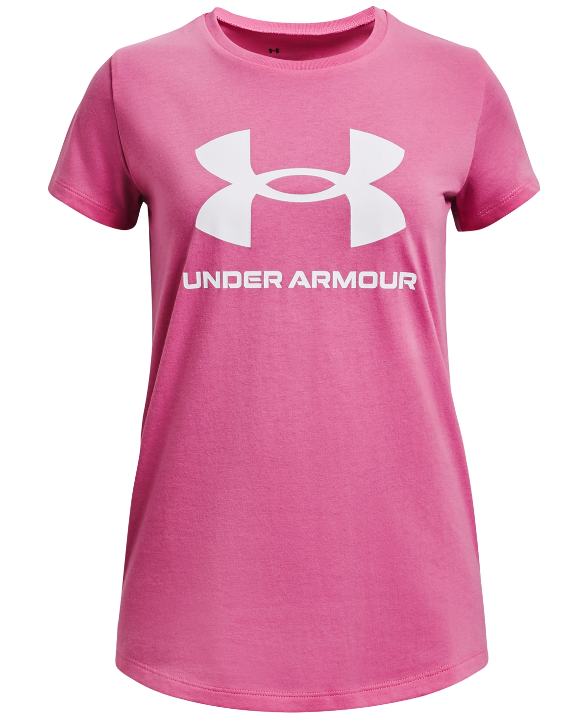 Shop Under Armour Big Girls Sportstyle Graphic Short Sleeve T-shirt In Pink Edge,white