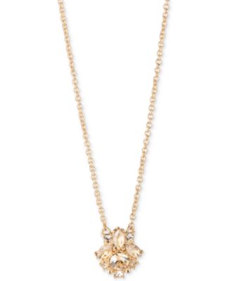 Marchesa - Gold-Tone Stone Cluster Pendant Necklace, 16" + 3" extender