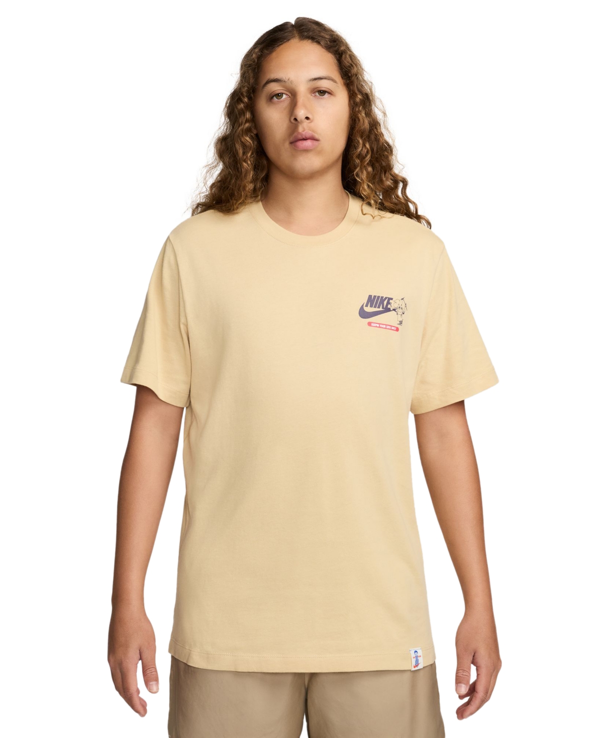 Shop Nike Men's Short Sleeve Crewneck Logo Graphic T-shirt In Sesame