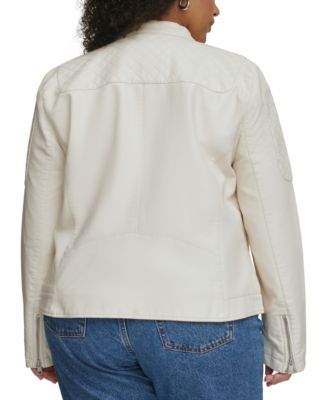 Plus Size Faux Leather Motocross Racer Jacket