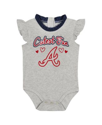 Baby Boys and Girls Navy, Gray Atlanta Braves Two-Pack Fan Bodysuit Set