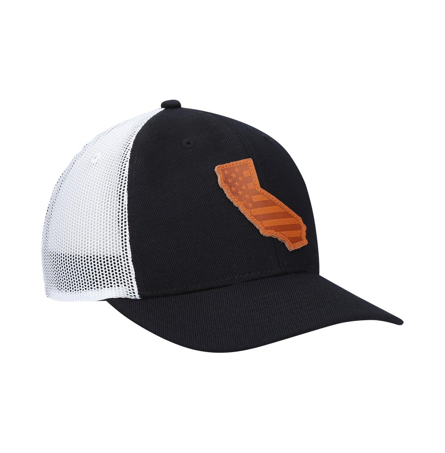Мужская кепка Local Crowns Black California Leather Patch Trucker Snapback Hat — фото 3