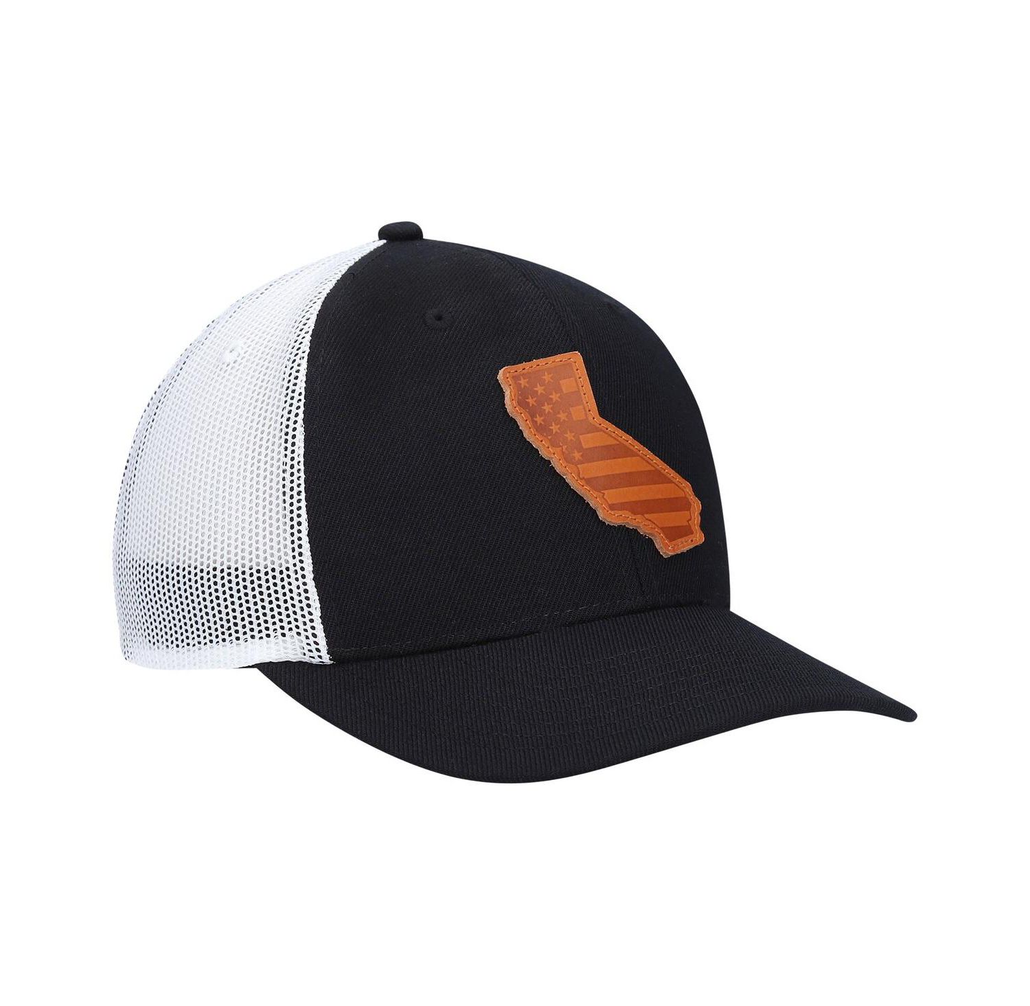 Men's Black California Leather Patch Trucker Snapback Hat