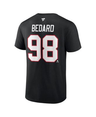 Men's Connor Bedard Black Chicago Blackhawks 2023 NHL Draft Authentic Stack Player Name and Number T-shirt