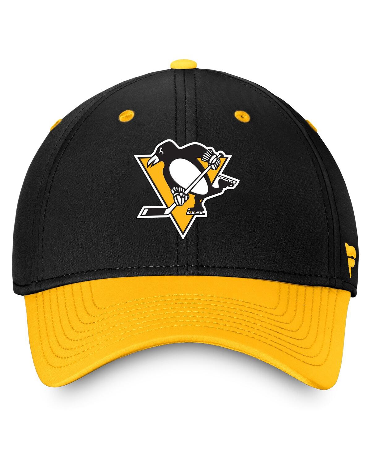 Shop Fanatics Men's  Black, Gold Pittsburgh Penguins Authentic Pro Rink Two-tone Flex Hat In Black,gold