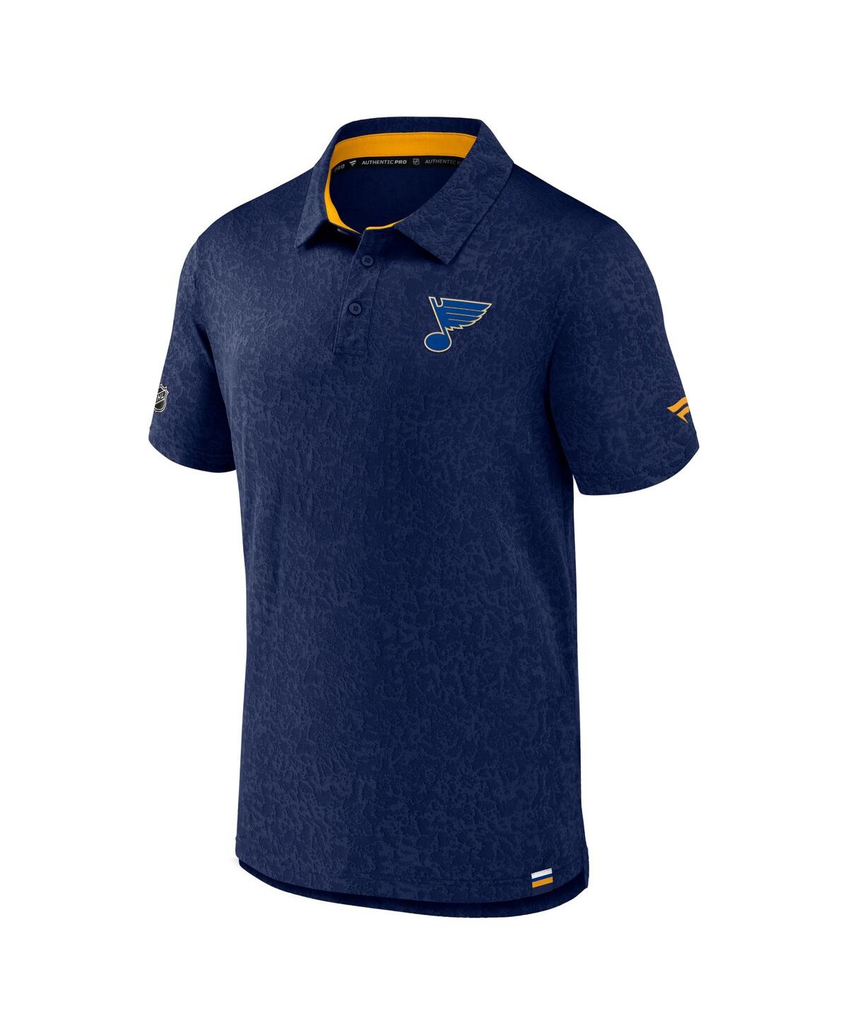 Shop Fanatics Men's  Navy St. Louis Blues Authentic Pro Jacquard Polo Shirt