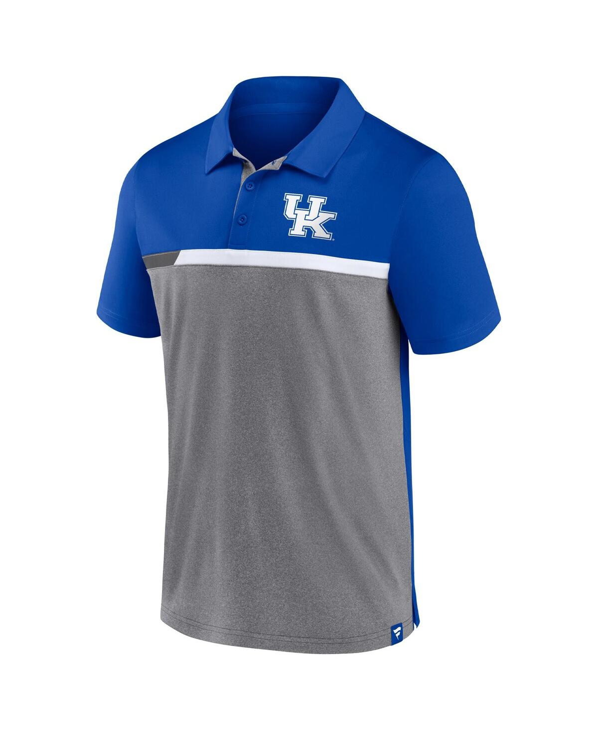 Fanatics Men's  Royal, Heathered Gray Kentucky Wildcats Split Block Color Block Polo Shirt In Royal,heathered Gray