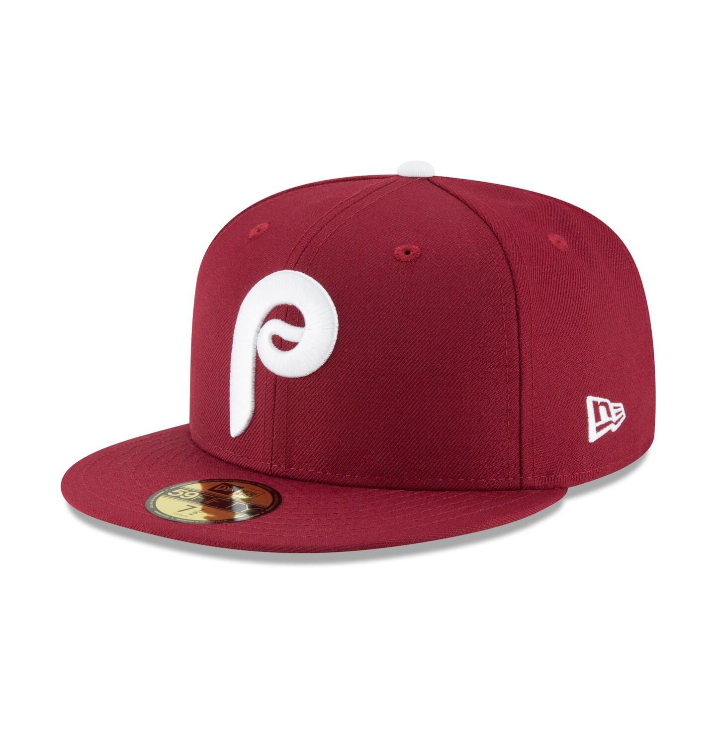 Мужская кепка New Era Maroon Philadelphia Phillies Cooperstown Collection Wool 59FIFTY Fitted Hat — фото 1
