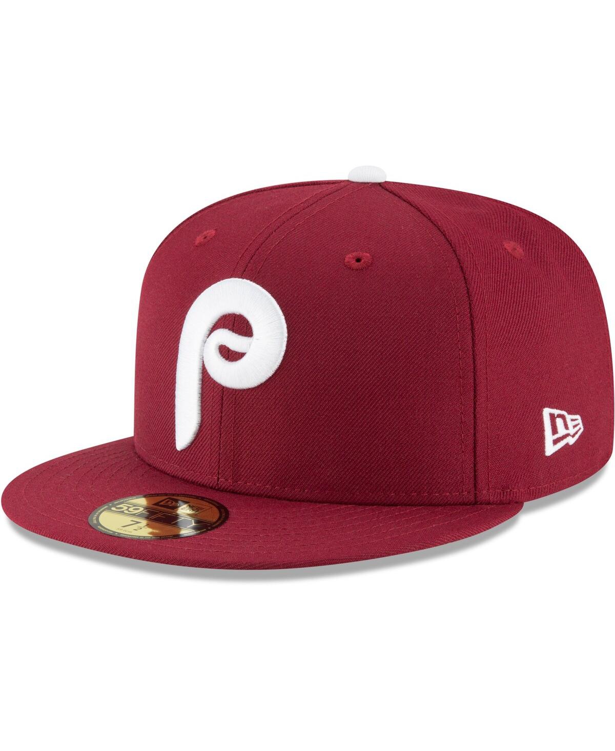 Shop New Era Men's  Maroon Philadelphia Phillies Cooperstown Collection Wool 59fifty Fitted Hat
