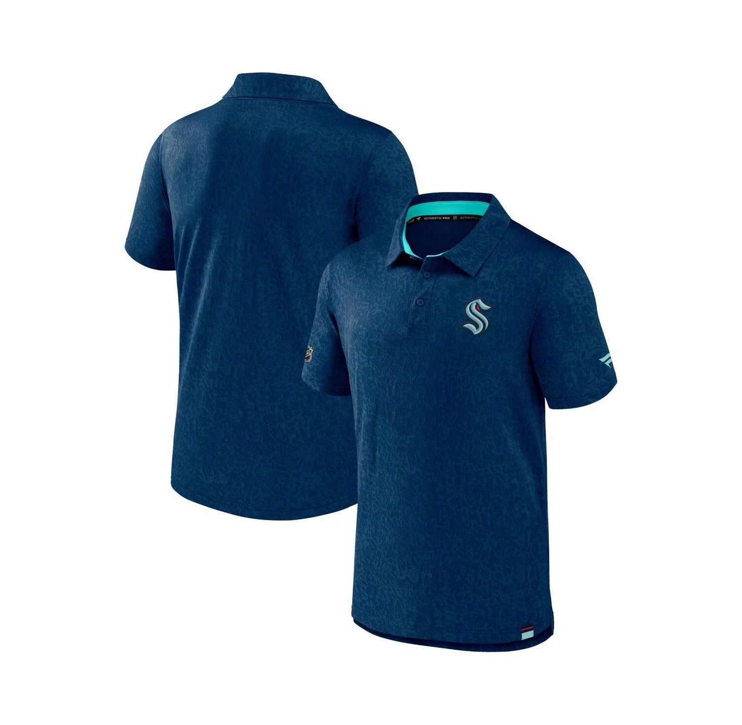Men's Deep Sea Blue Seattle Kraken Authentic Pro Jacquard Polo Shirt