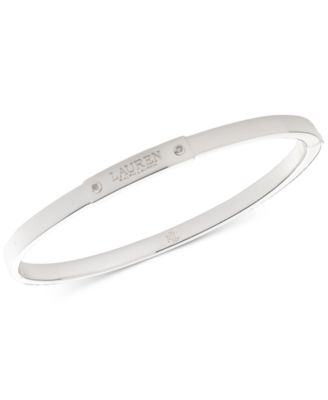 Lauren Ralph Lauren - Sterling Silver Crystal Logo Bangle Bracelet