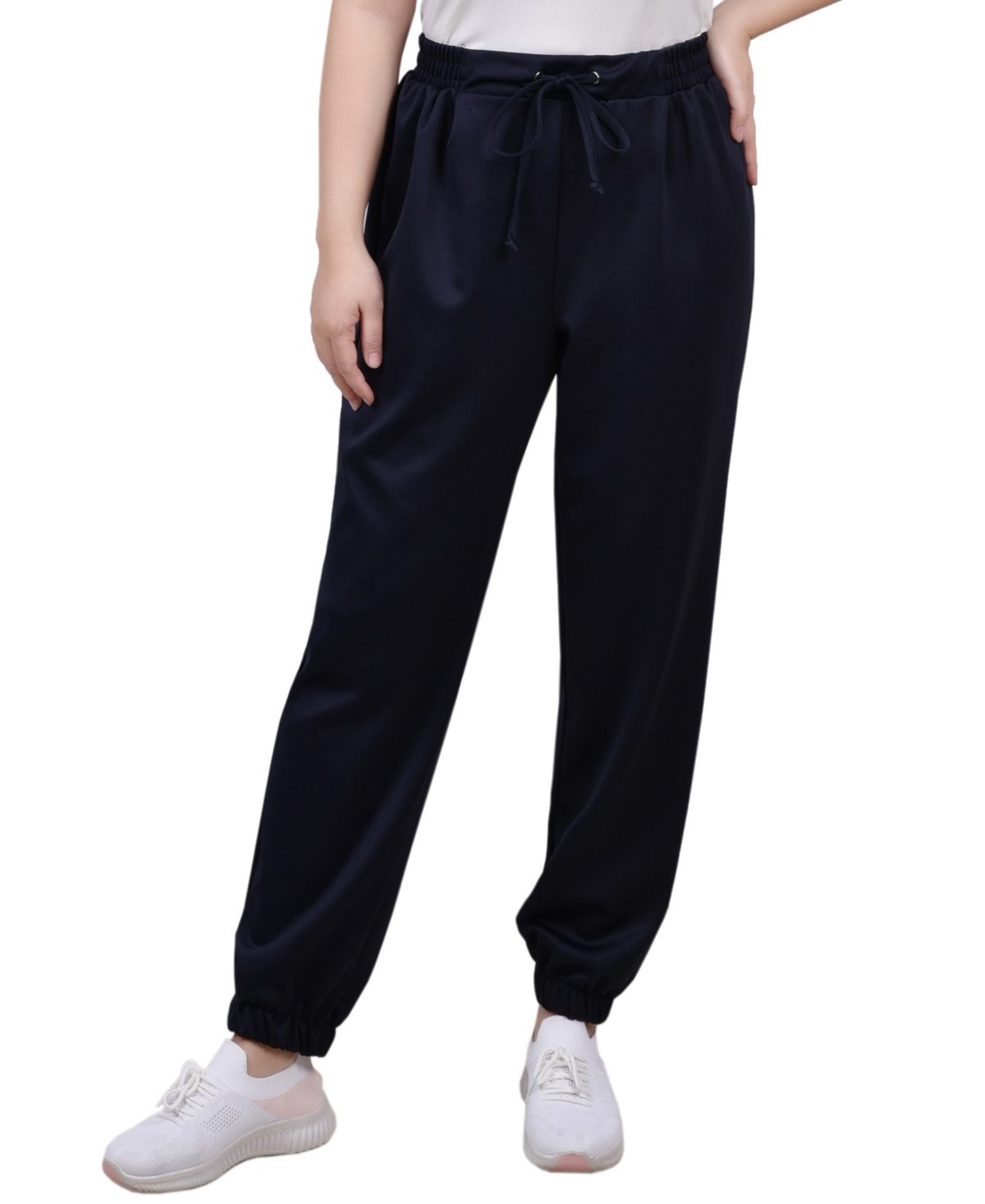 Women's Long Elastic Waist Pants - Navy