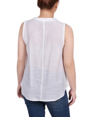 Women's Sleeveless Blouse with Eyelet Insets