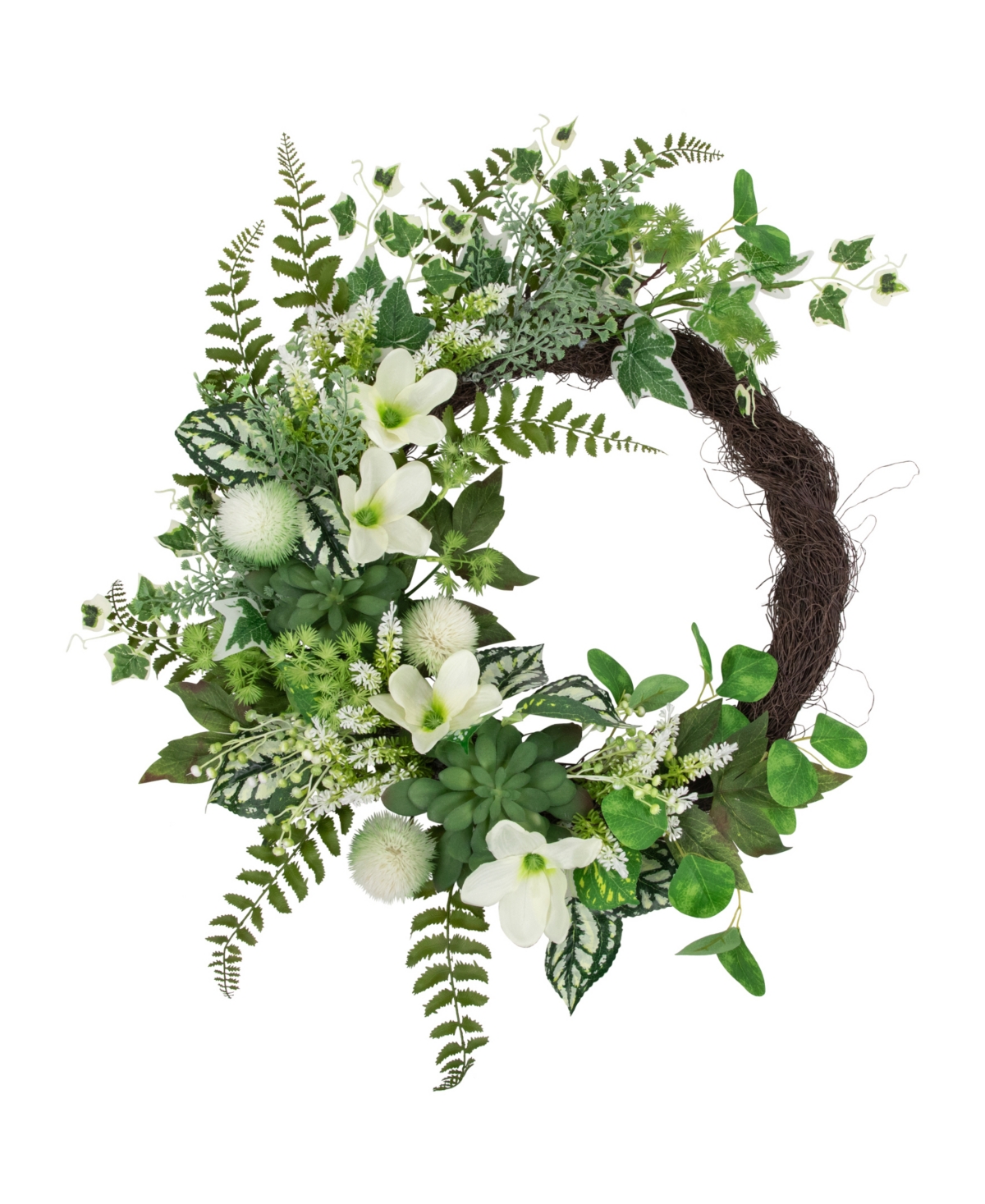 Northlight Hellebores And Ivy Artificial Spring Floral Wreath, 24" In Green
