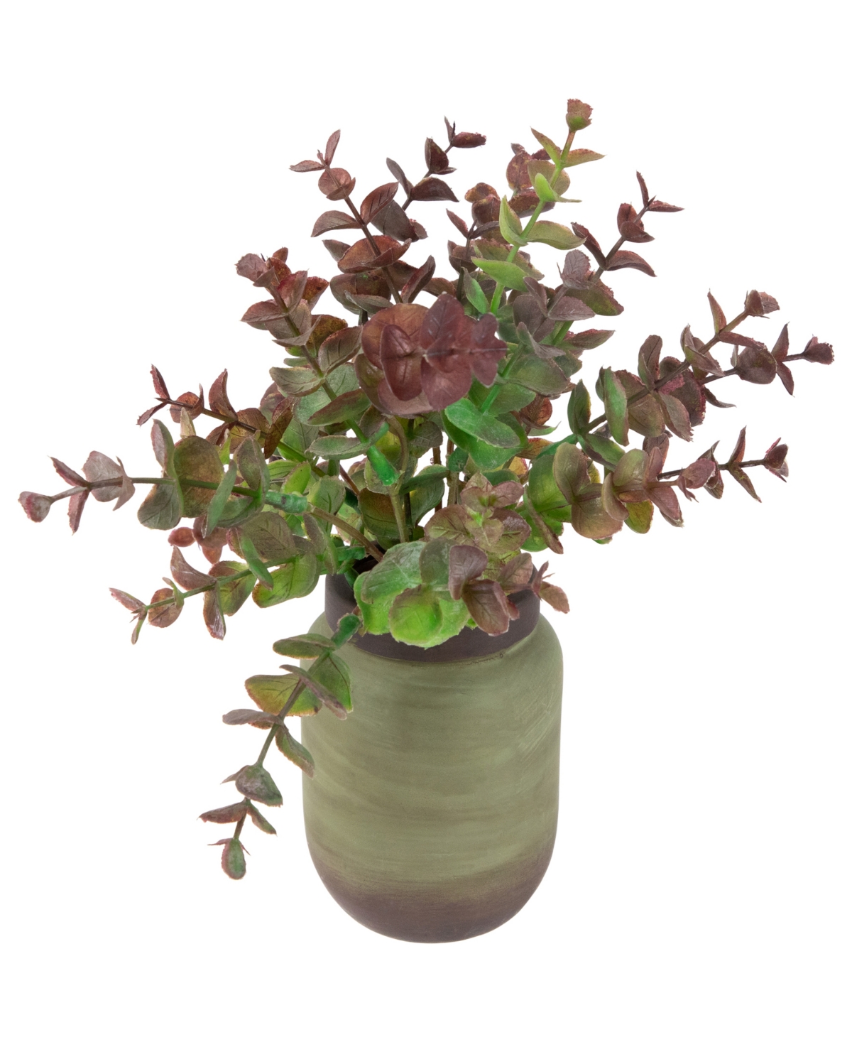 Northlight 10" Two-toned Spring Eucalyptus Leaves Artificial Plant In Ceramic Pot In Green