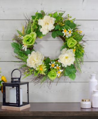 Mixed Floral Artificial Spring Wreath, 22"