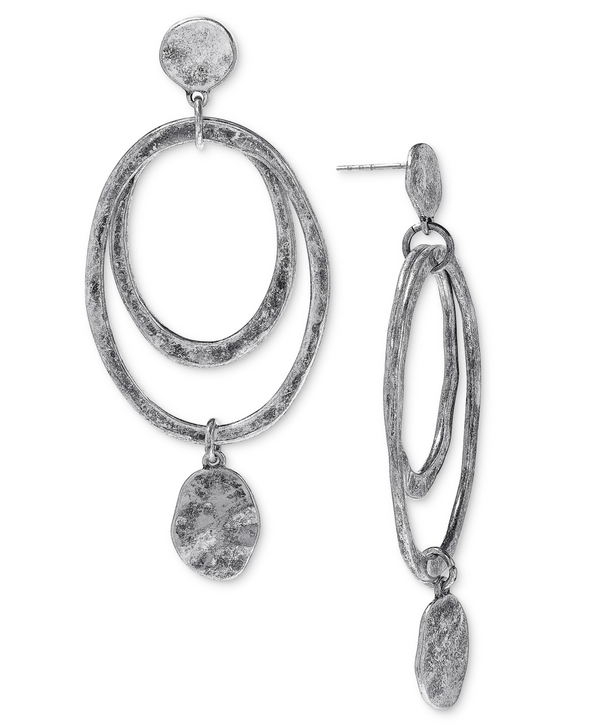 Oval Orbital Drop Statement Earrings, Created for Macy's - Silver