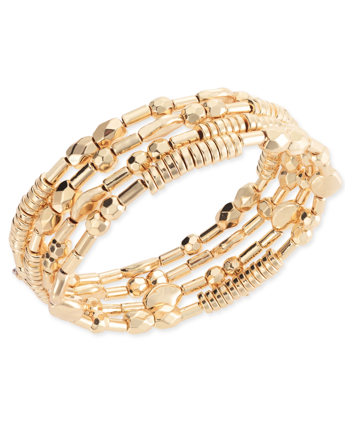 Shop Style & Co Silver-tone Beaded Multi-row Coil Bracelet, Created For Macy's In Gold