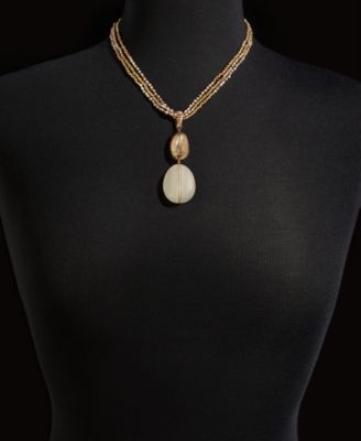 Stone & Seed Bead Multi-Chain Pendant Necklace, 17" + 3" extender