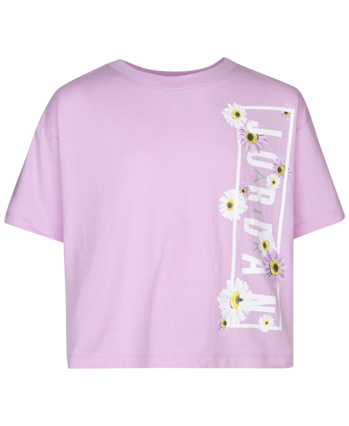 Jordan Kids' Big Girls Air Flower Child Logo Short Sleeve Tee In Lt Arctic Pink