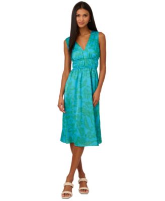 Adrianna - Women's Floral-Print Smocked-Waist Dress