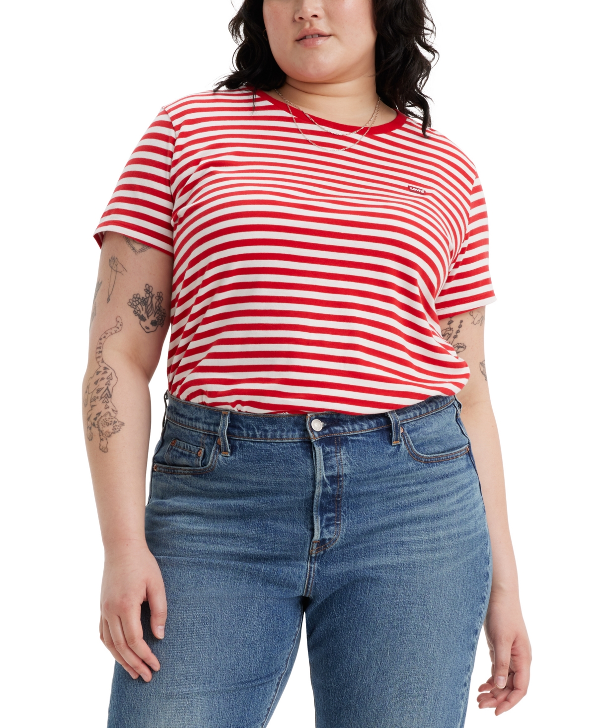 Trendy Plus Size Perfect Sandy Striped T-Shirt - Sandy Stripe