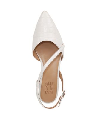 Closed Pointed Toe Leather Slingback Flats