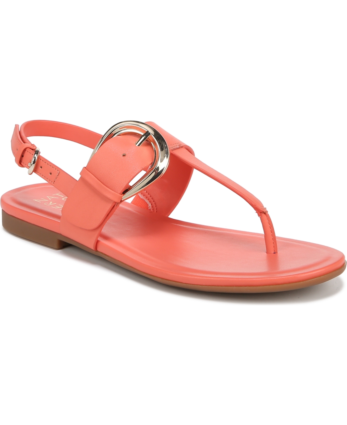 Naturalizer Taylor Flat Sandals In Apricot Blush Leather