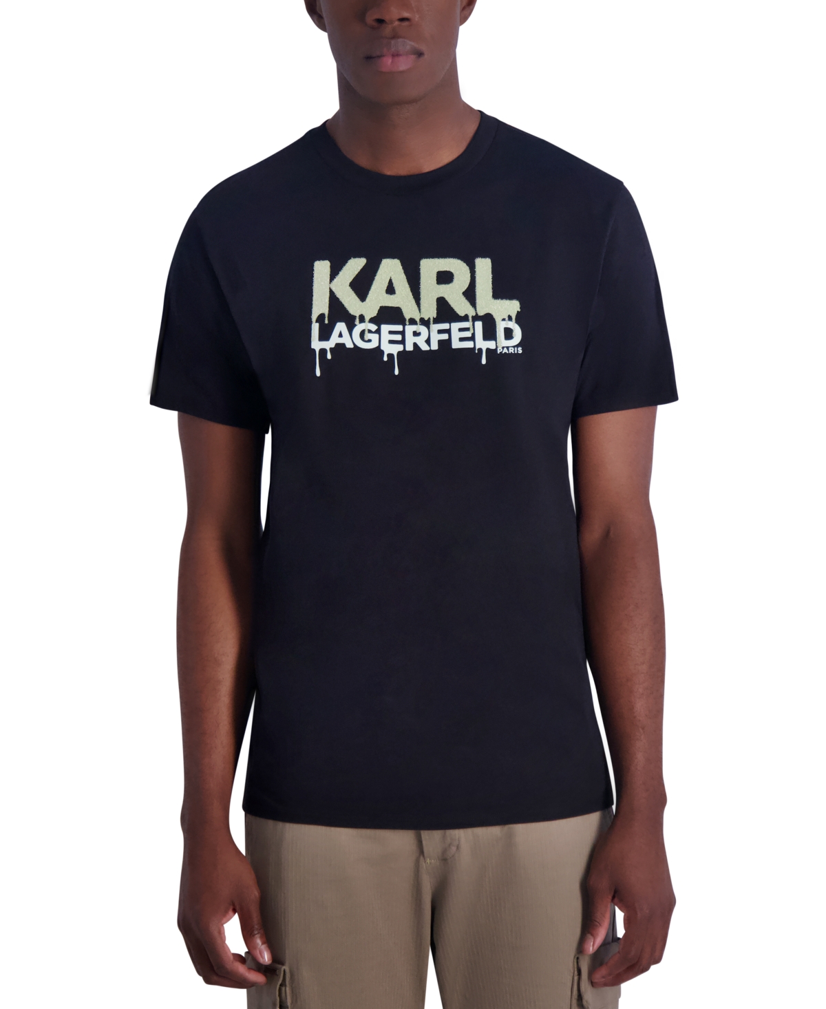 Karl Lagerfeld Drip Logo Graphic Print T-shirt In Black