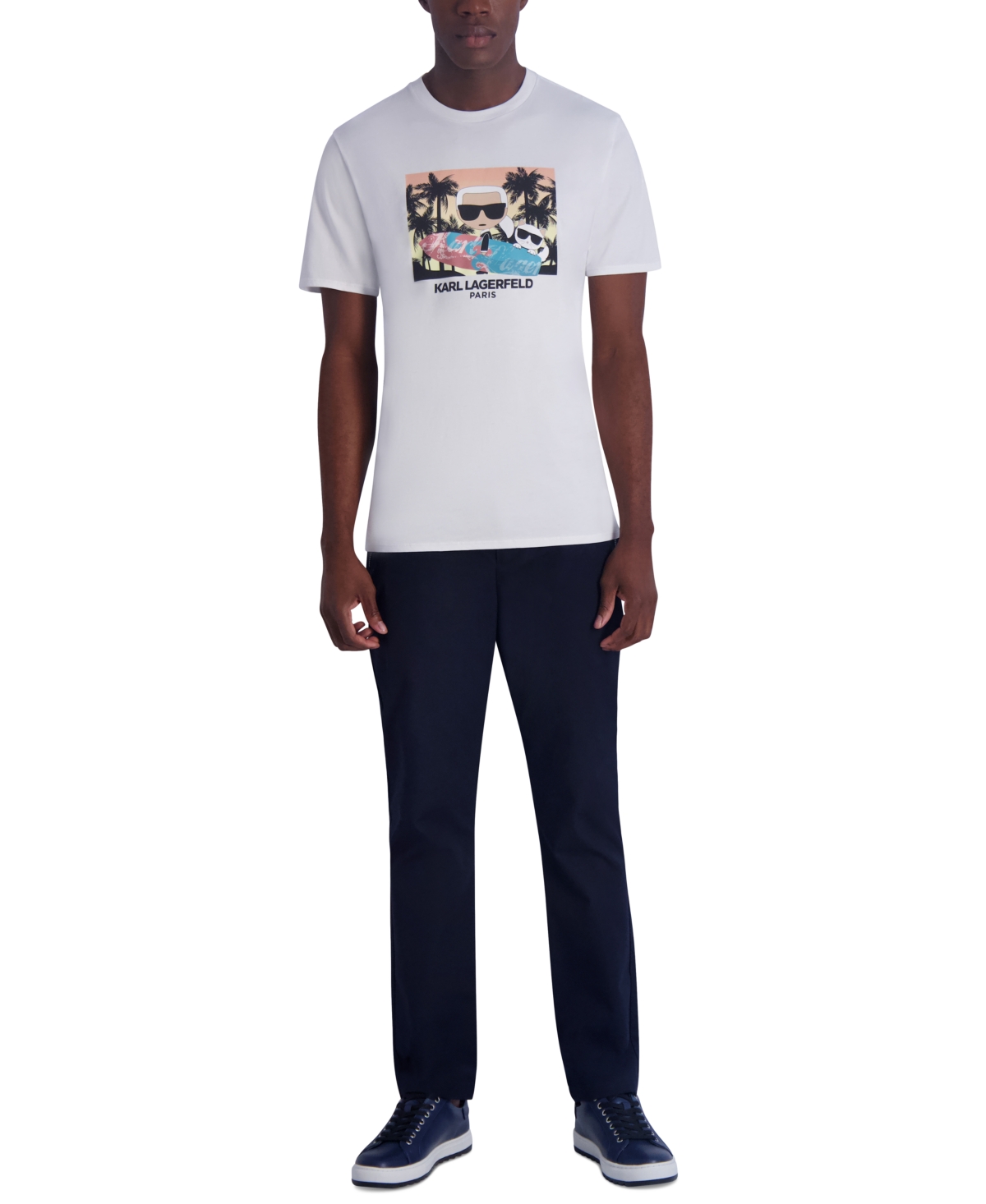 Shop Karl Lagerfeld Men's Surfer Cat Karl Graphic T-shirt In White