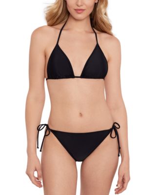Shop Salt + Cove Salt Cove Juniors Solids Triangle Top Tied Bottoms Created For Macys In Black