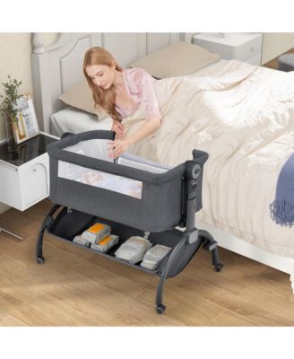 3-in-1 Portable Baby Bassinet Bedside Sleeper Cradle with Mattress& Storage Basket