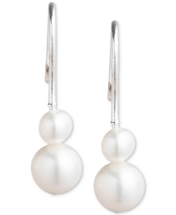 Sterling Silver Infinity White Freshwater Pearl Drop Earrings main image 1