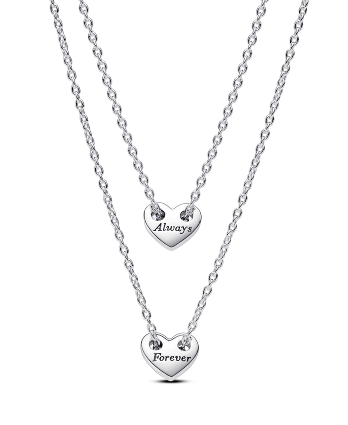 Forever Always Splittable Heart Collier Necklaces - Silver