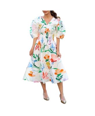 Jessie Zhao New York Marisa Smocked V-Neck Midi Dress - Macy's