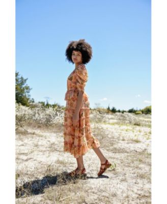 Gold Garden Metallic Midi Dress