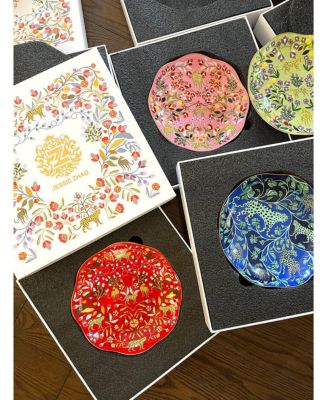 Leopard Forest Bone China Salad Plates, Set of 4