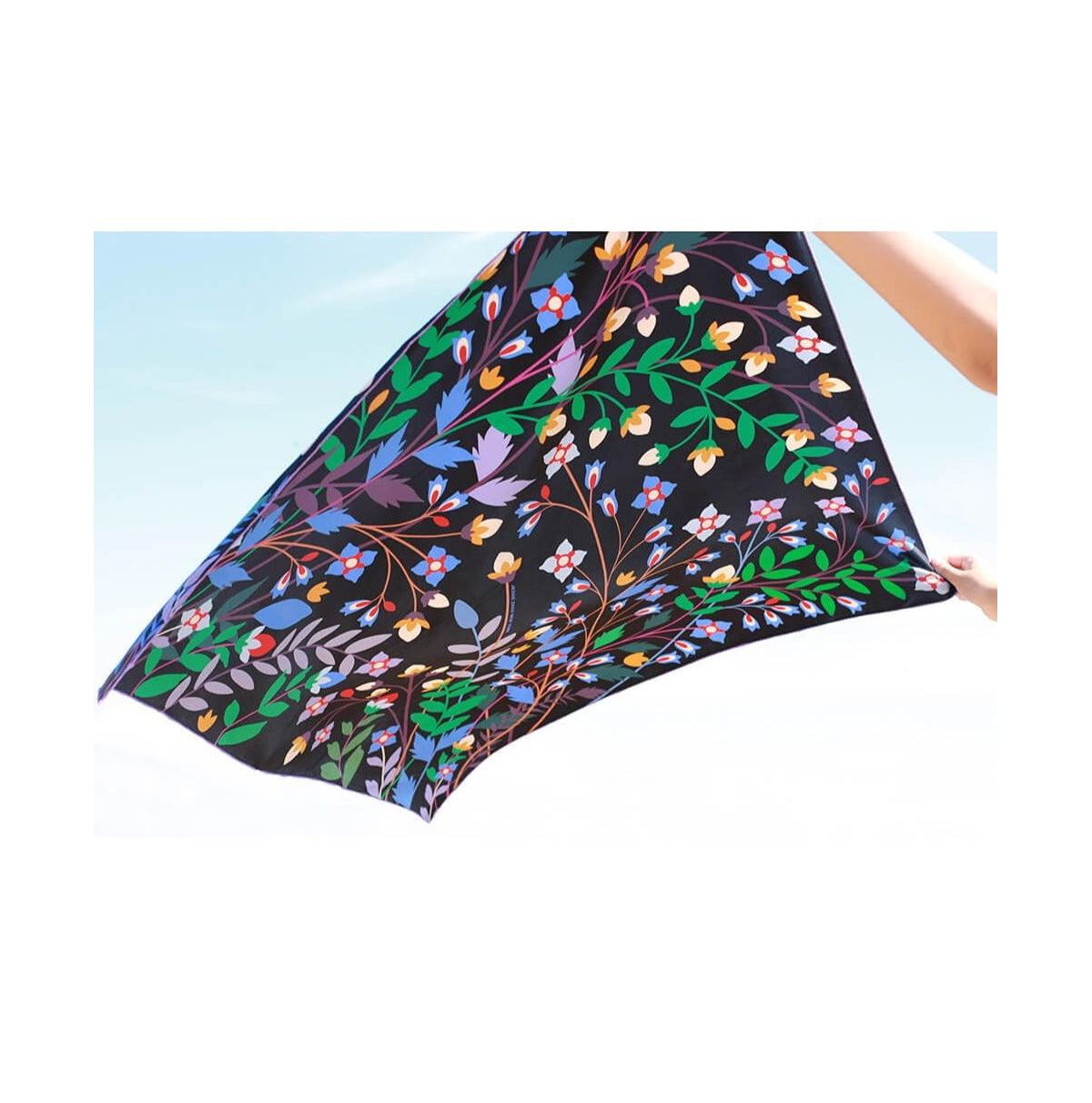 Jessie Zhao New York Double Sided Silk Scarf Of Night Garden - Black and purple
