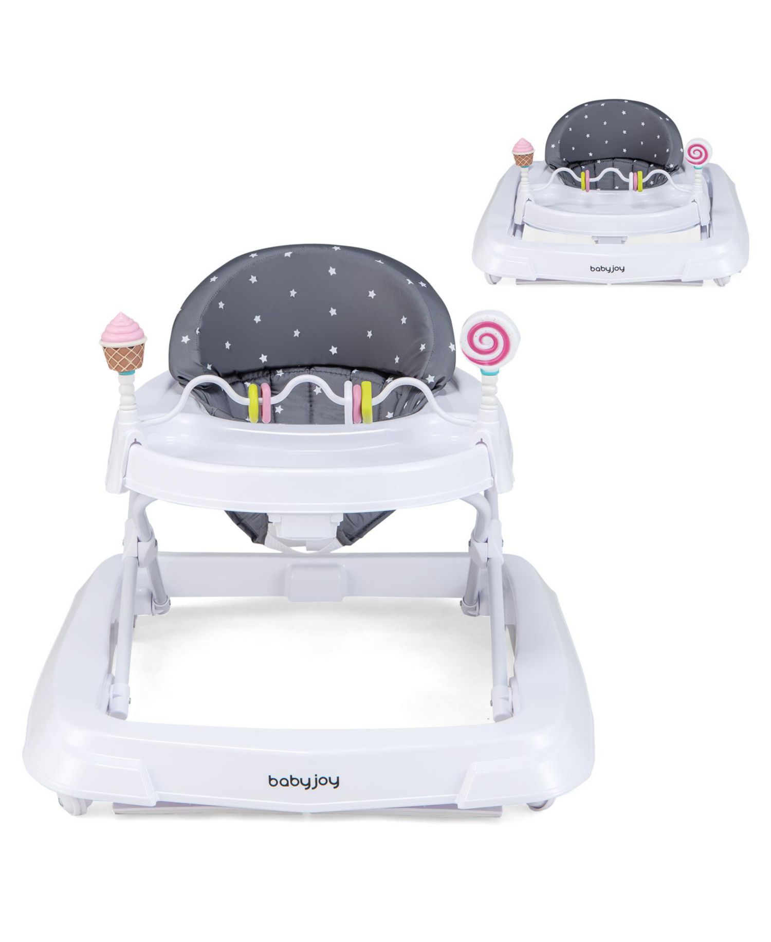 Foldable Baby Activity Walker with Adjustable Heightand Detachable Seat