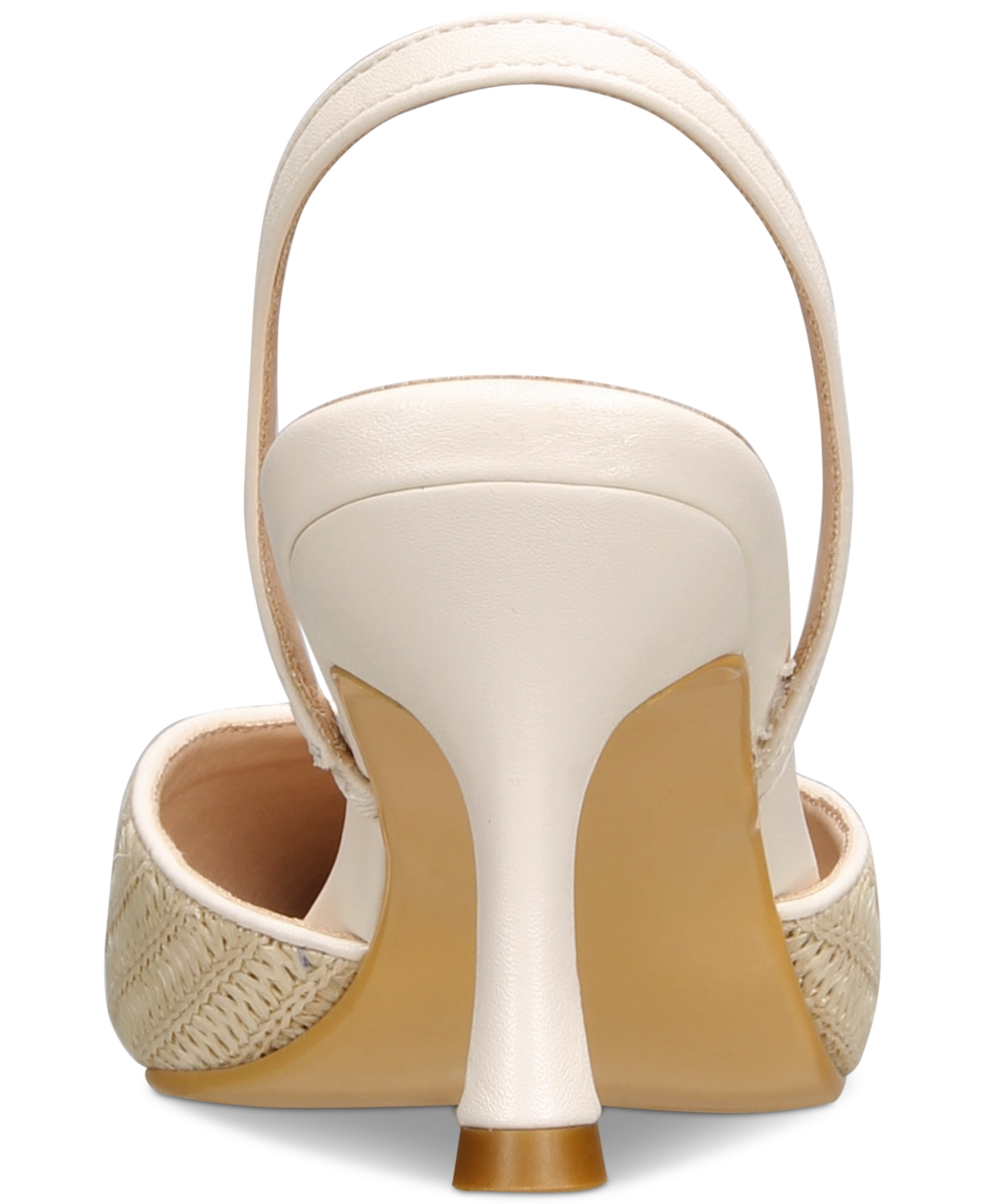 Vaila Shoes Women's Lynn Pointed-Toe Raffia Kitten-Heel Slingback Pumps Extended Sizes 9-14 -Leather