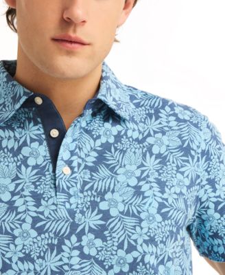 Men's Floral Print Piqu&eacute; Short Sleeve Polo Shirt