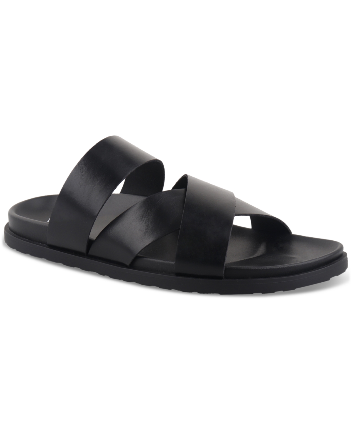 Shop Alfani Men's Santiago Slip-on Strap Sandals, Created For Macy's In Black