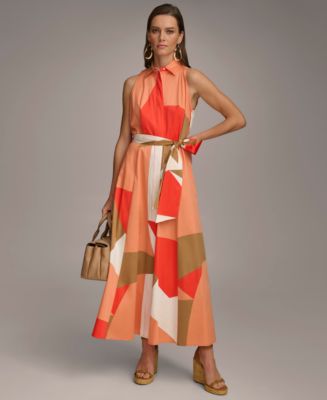 【Donna Karan New York】Button-Front Chain-Trim Dress Donna Karan New York Women's Button-Front Chain-Trim Dress