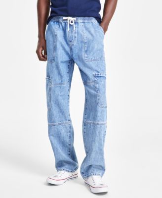 Sun + Stone - Men's Soft Utility Ocean Blue Cargo Jeans