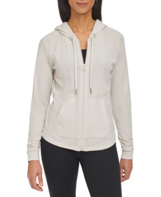 Ruched-Sleeve Zip Hoodie