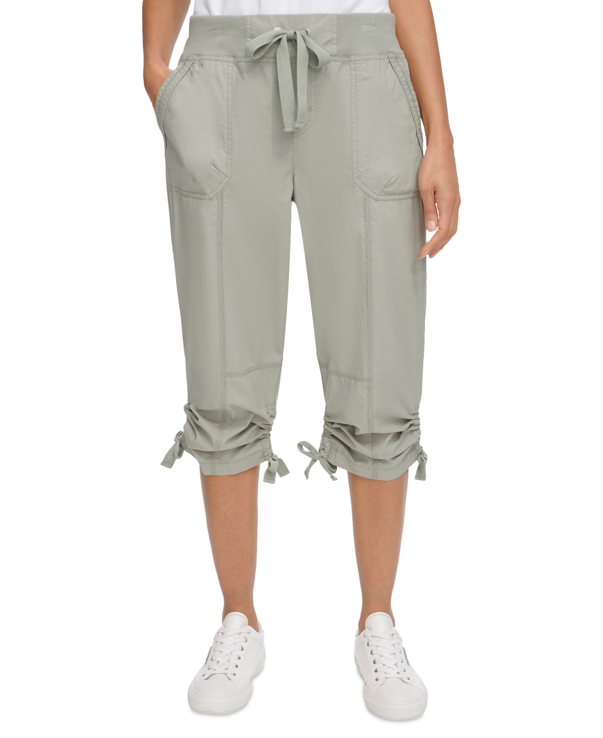 Shop Calvin Klein Women's Convertible Cargo Capri Pants In Sagebrush