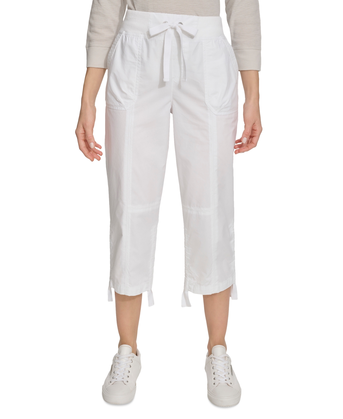 Shop Calvin Klein Women's Convertible Cargo Capri Pants In White