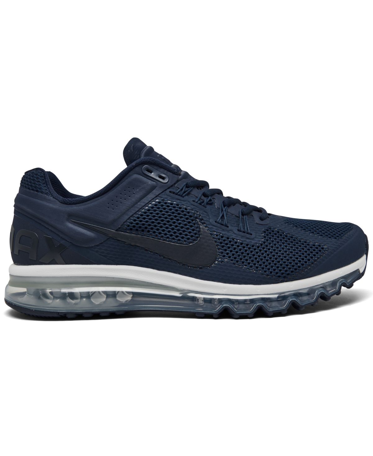 Shop Nike Men's Air Max 2013 Casual Sneakers From Finish Line In Navy,white,metallic Silver