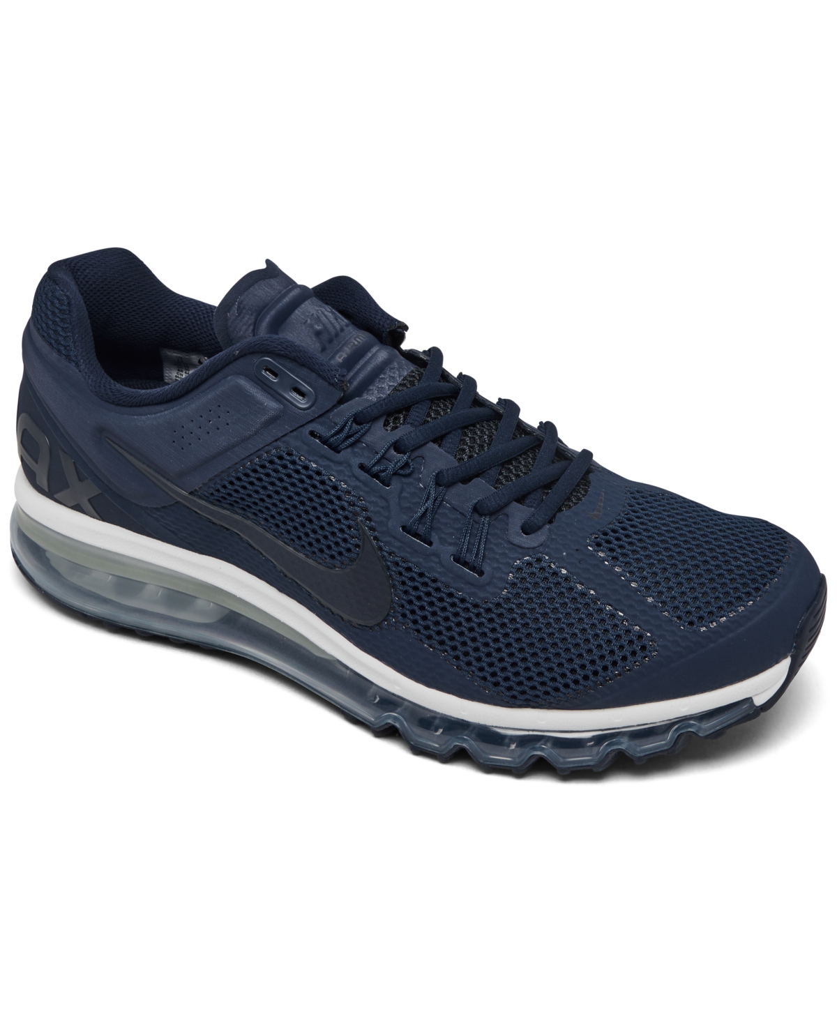 Nike Men's Air Max 2013 Casual Sneakers From Finish Line In Navy,white,metallic Silver