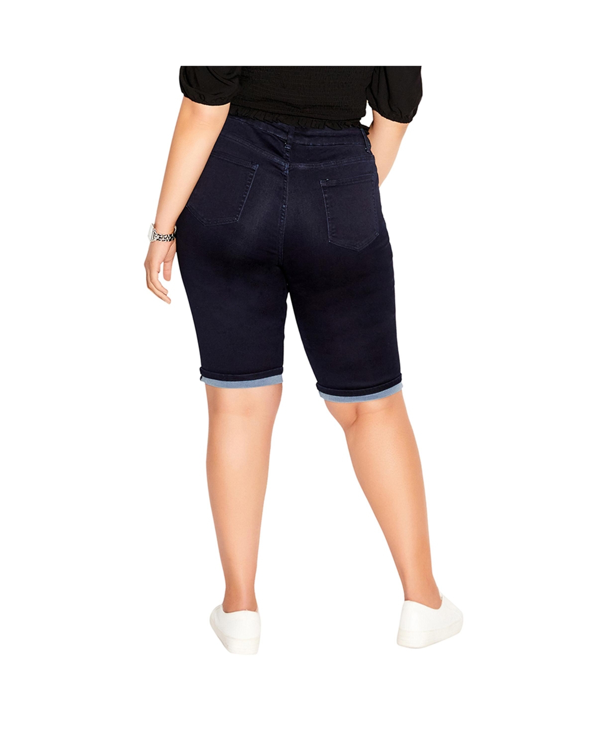 City Chic Plus Size Knee Turn Up Short